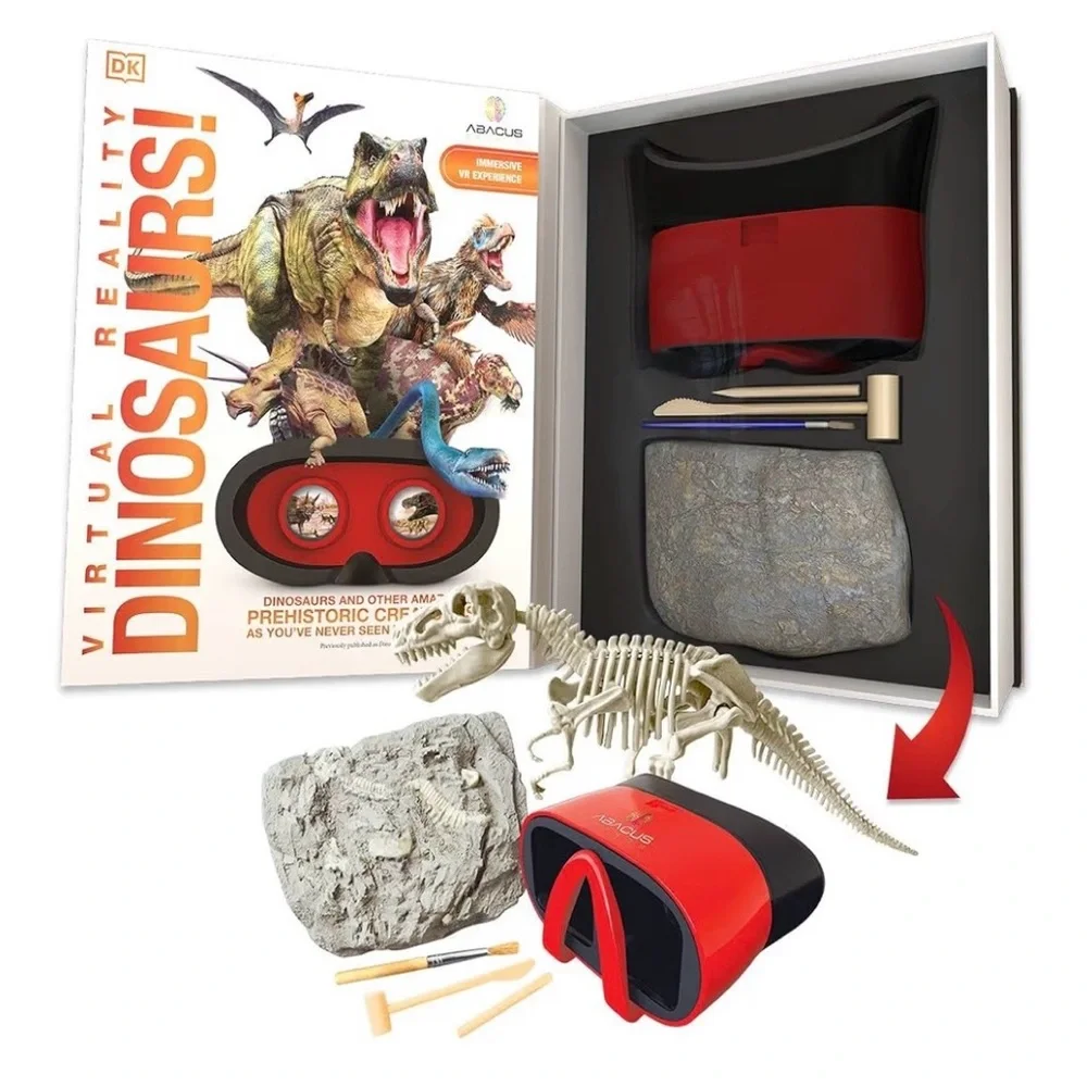 VR Dinosaurs Interactive STEM Set w/ Goggles Fossil Dig Kit Complete